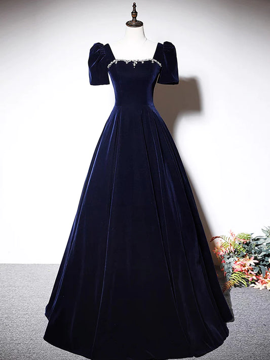 Royal Blue Sequin Velvet Designer Ostrich Feather Mermaid Prom Dress