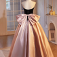 Black Velvet and Pink Satin Beautiful A-Line Strapless Party Dress Evening Gown MD7187