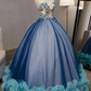 Unique V Neck A-Line Tulle Long Prom Gown Sweet 16 Dress MD7174