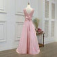 Lace Applique Dusty Rose Prom Dress with Bow  M900