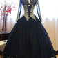 Black Ball Gown Long Sleeves Party Dress, Princess Tulle Prom Dress with Lace Appliques M1503