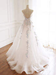 Princess Spaghetti Straps Embroidery Tulle Prom Dress M970