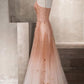 Unique Spaghetti Straps V Neck Sleeveless Tulle Prom Dresses, A Line Party Dresses M1794