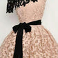 Champagne lace short prom dress, homecoming dress M4899
