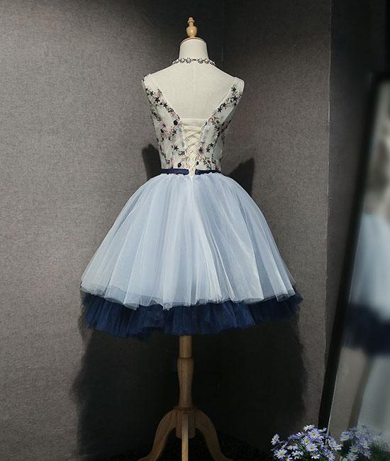 Cute round neck tulle short prom dress, homecoming dress M4871