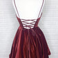 Burgundy velvet short prom dress party dress M56