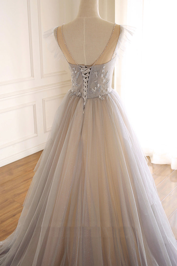 Cute tulle sequins long ball gown dress formal dress M5297
