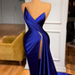 GLAMOROUS ROYAL BLUE SWEETHEART PROM DRESS MERMAID LONG EVENING GOWNS WITH SPLIT M5868